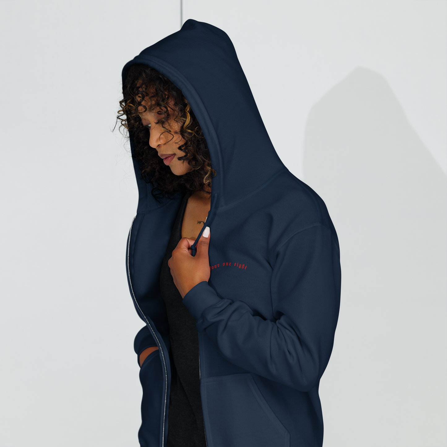 418 Distortion Death Hands Zipper Navy