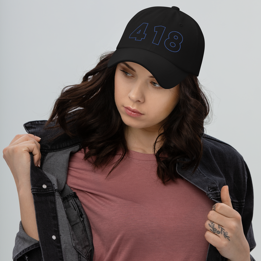 418 Hollow Blue Cap Black