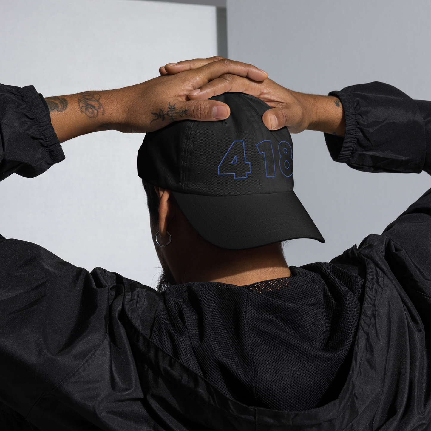 418 Hollow Blue Cap Black