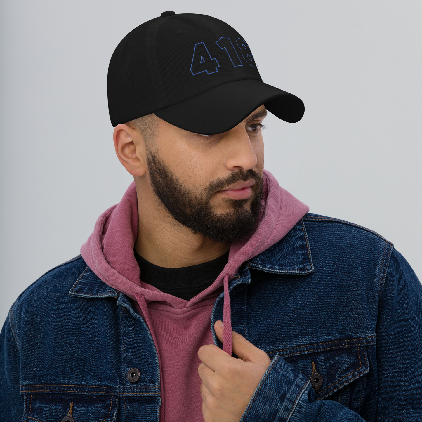 418 Hollow Blue Cap Black