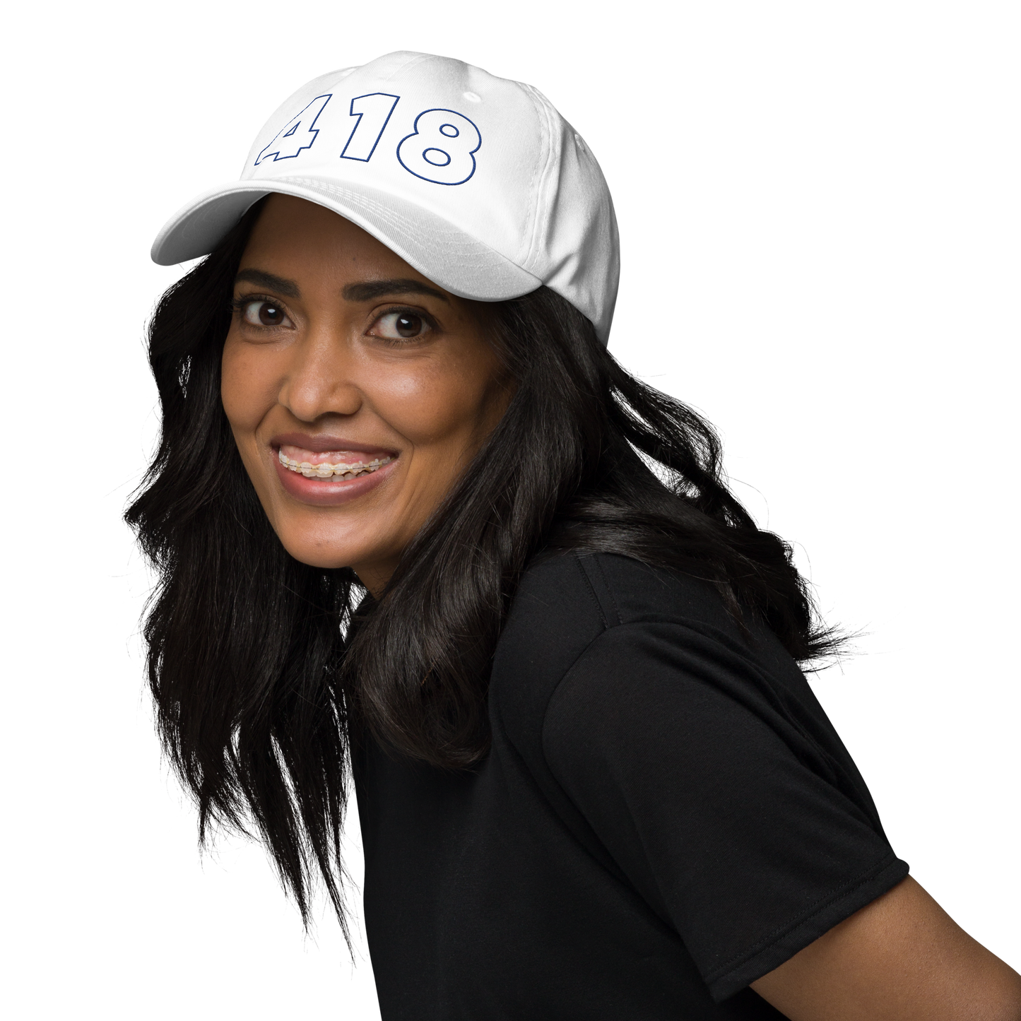 418 Hollow Blue Cap White