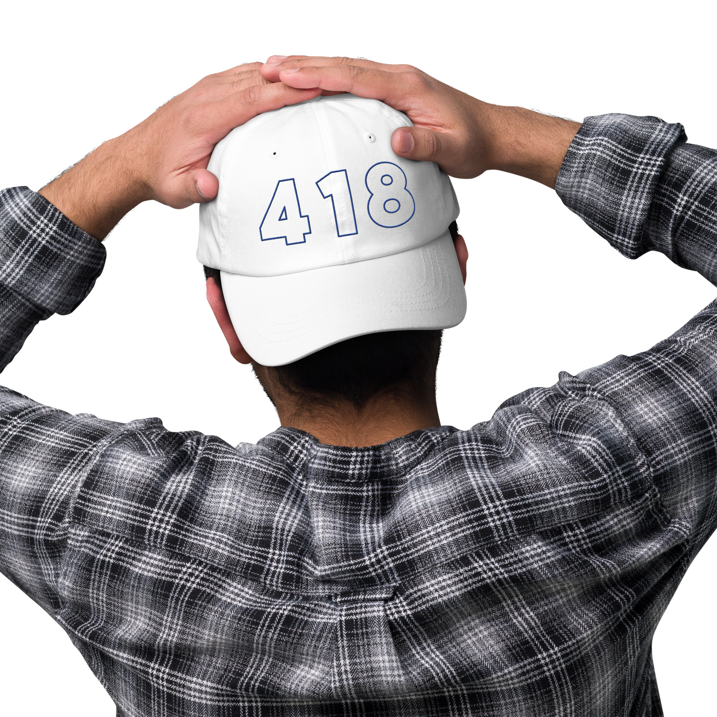 418 Hollow Blue Cap White