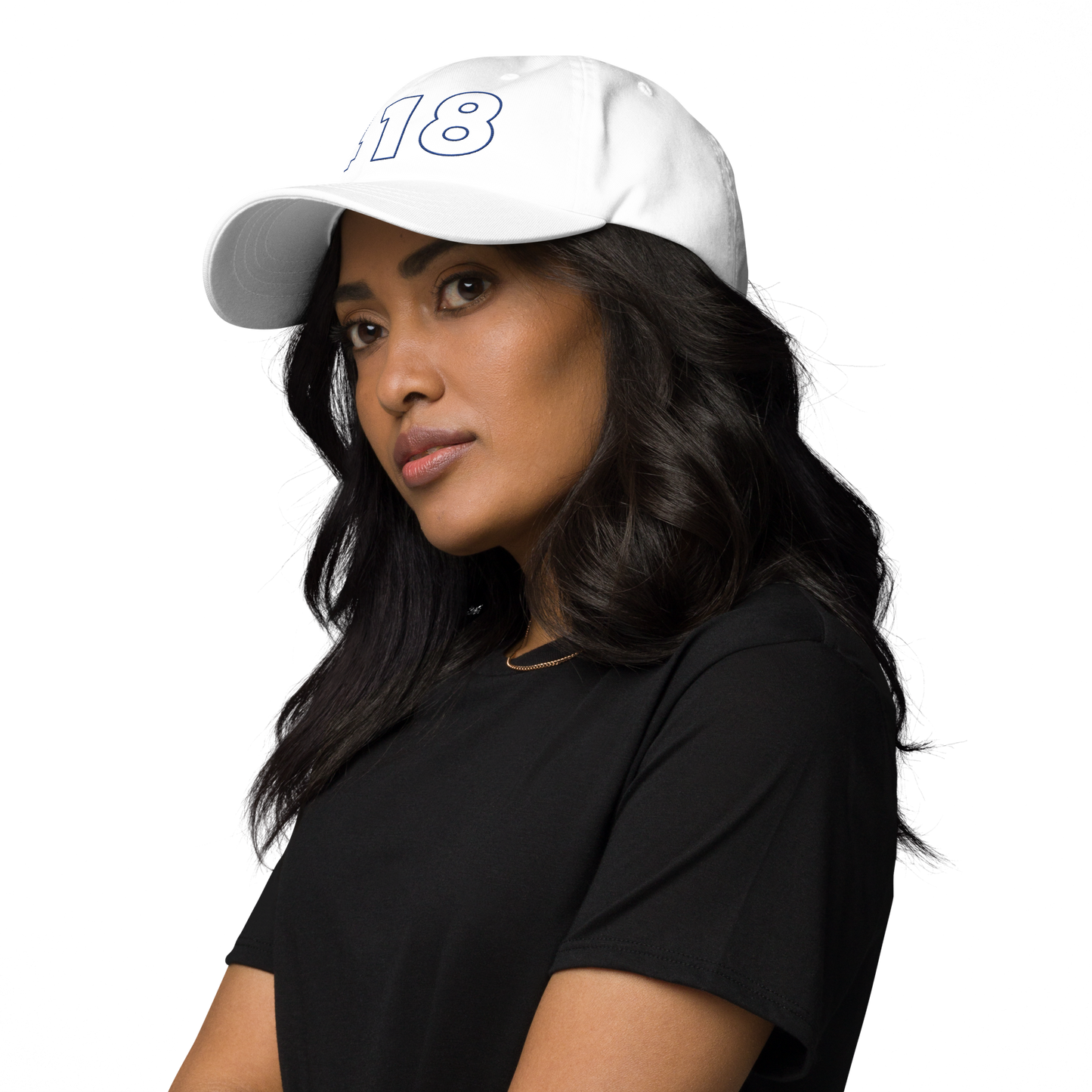 418 Hollow Blue Cap White