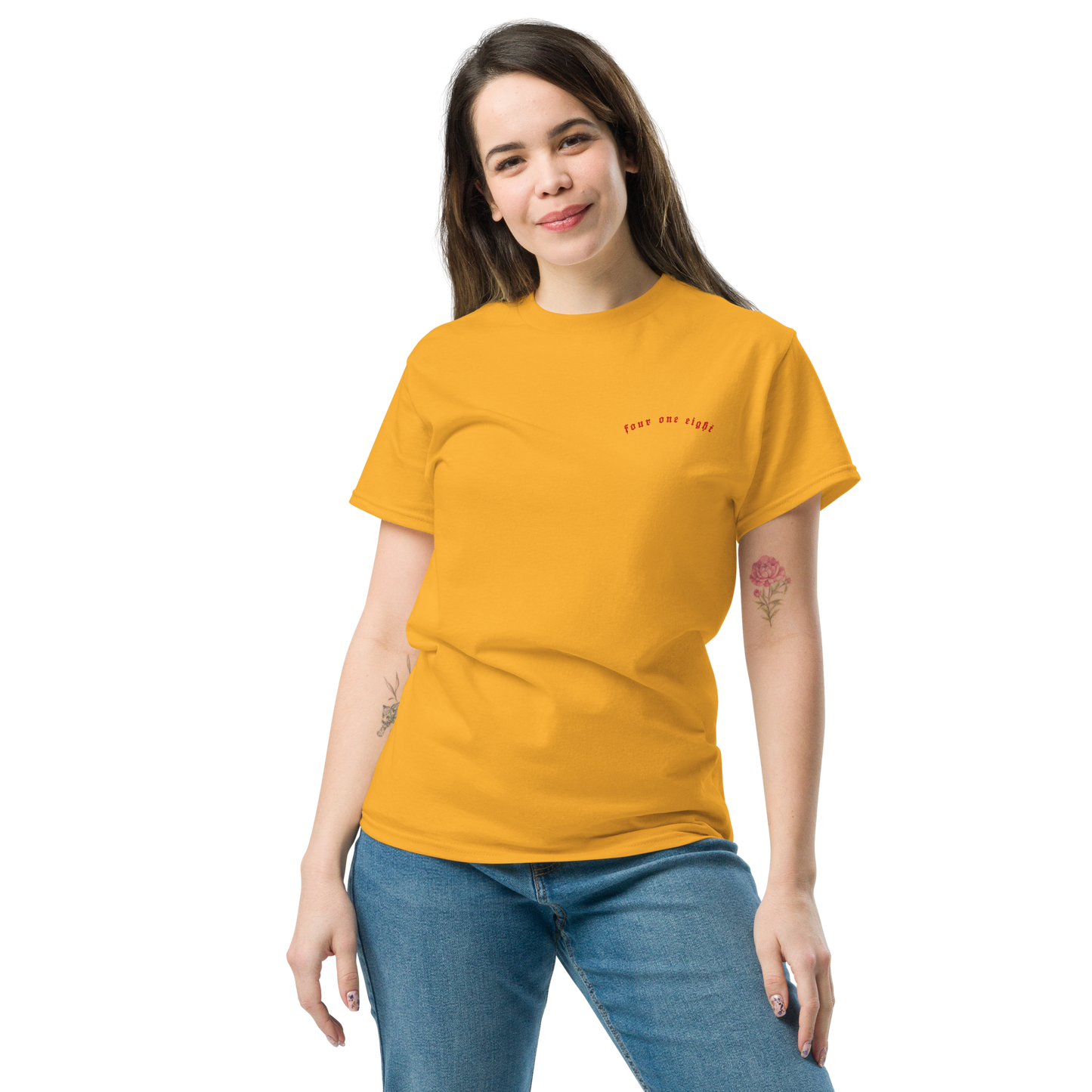 418 Distortion Thorn Red Tee Gold