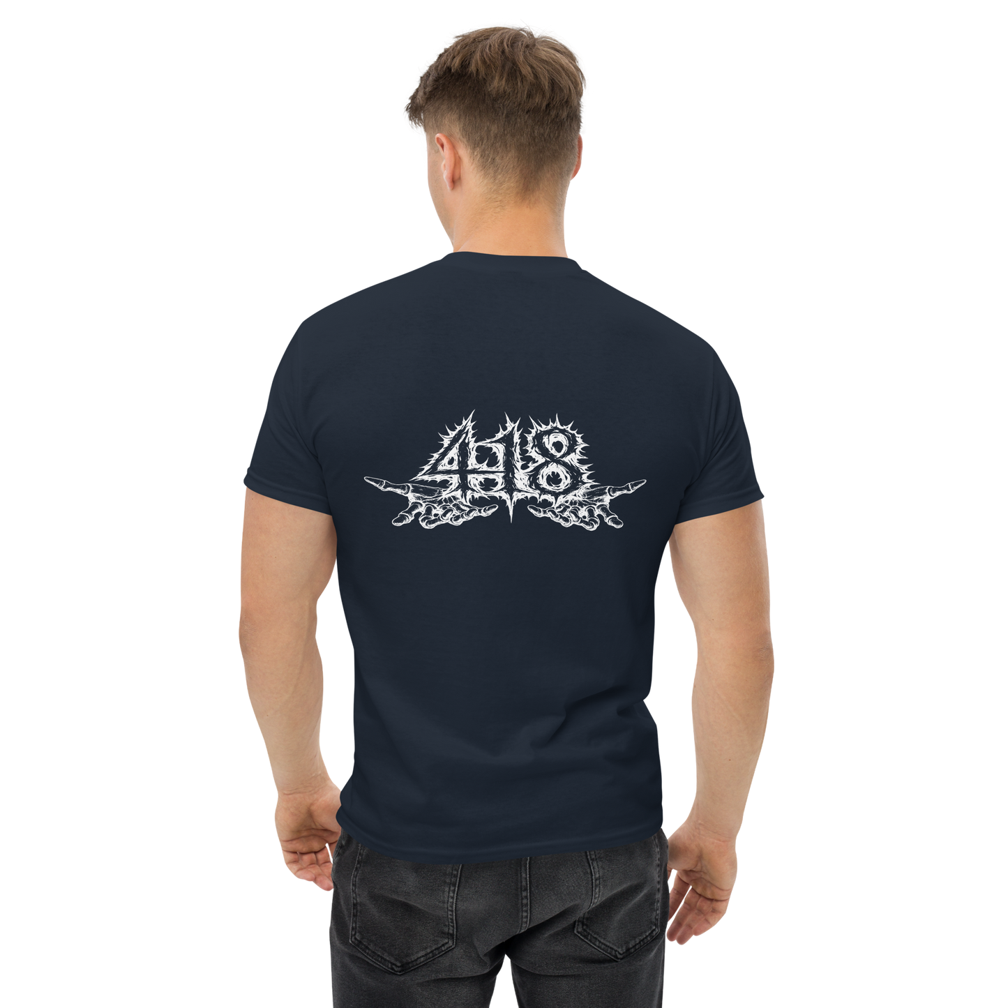 418 Distortion Death Hands Tee Navy