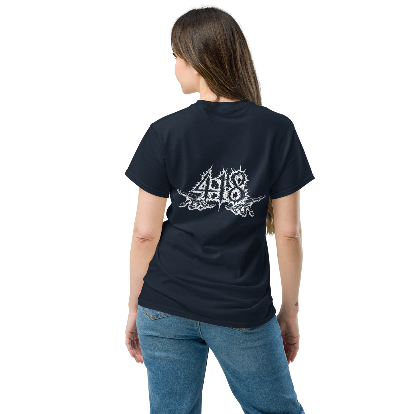 418 Distortion Death Hands Tee Navy