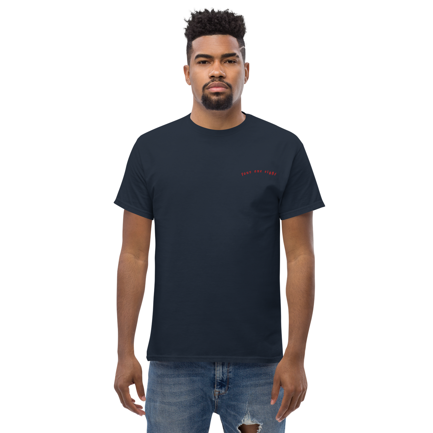 418 Distortion Thorn Green Tee Navy