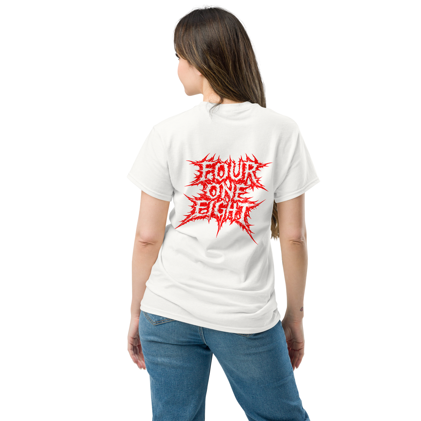 418 Distortion Thorn Red Tee White