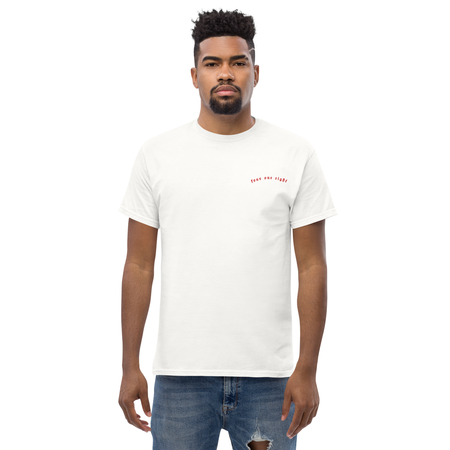 418 Distortion Thorn Red Tee White