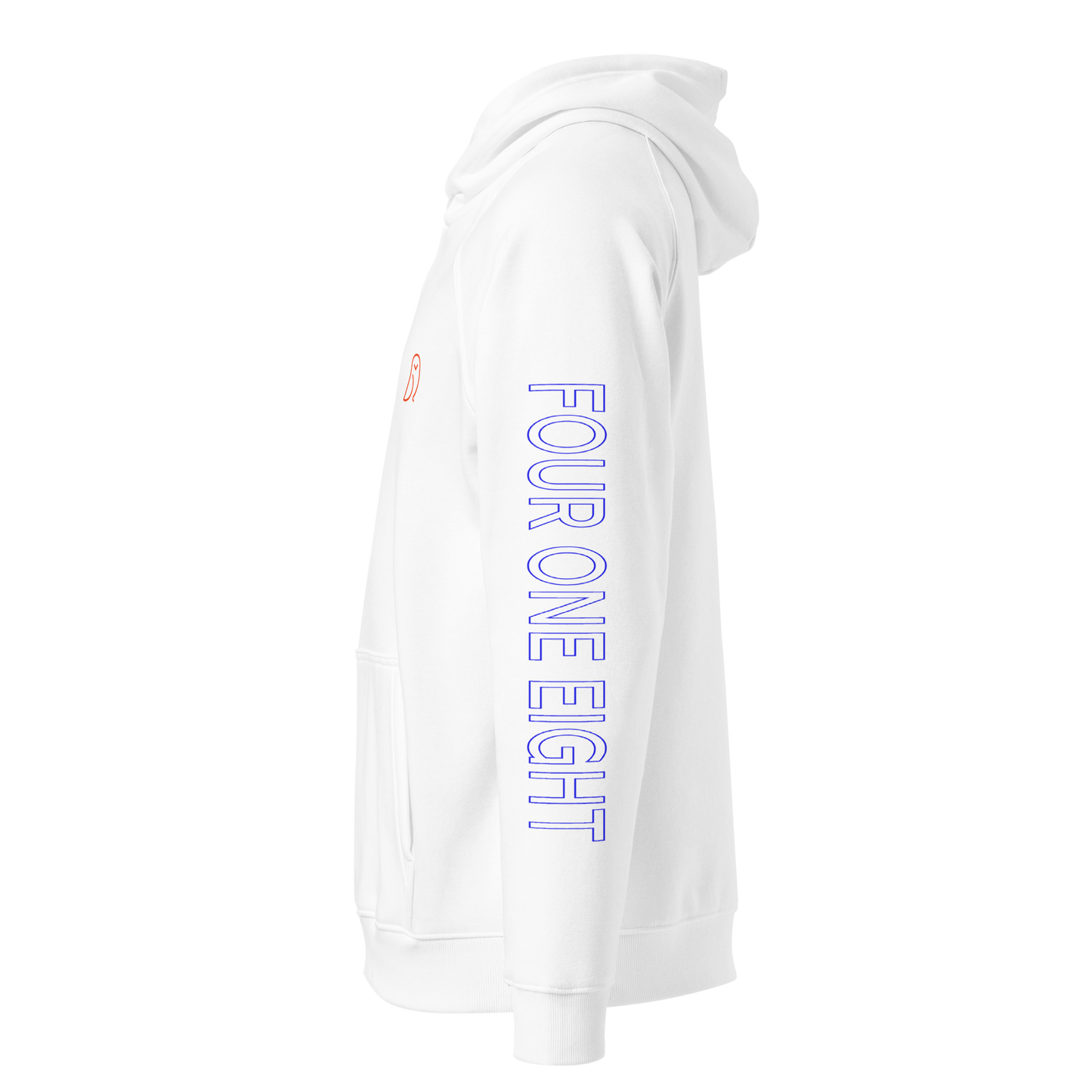 418 Hollow Blue Sleave Hoodie White