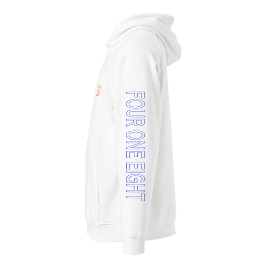 418 Hollow Blue Sleave Hoodie White