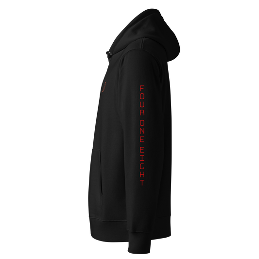 418 Bungee Red Sleave Hoodie Black