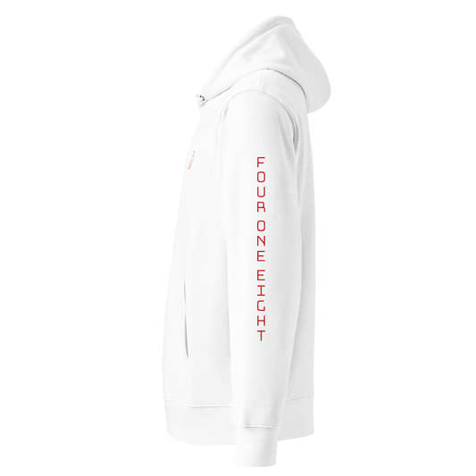 418 Bungee Red Sleave Hoodie White