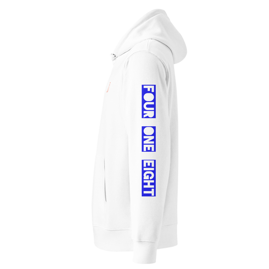 418 Bloc Blue Sleave Hoodie White