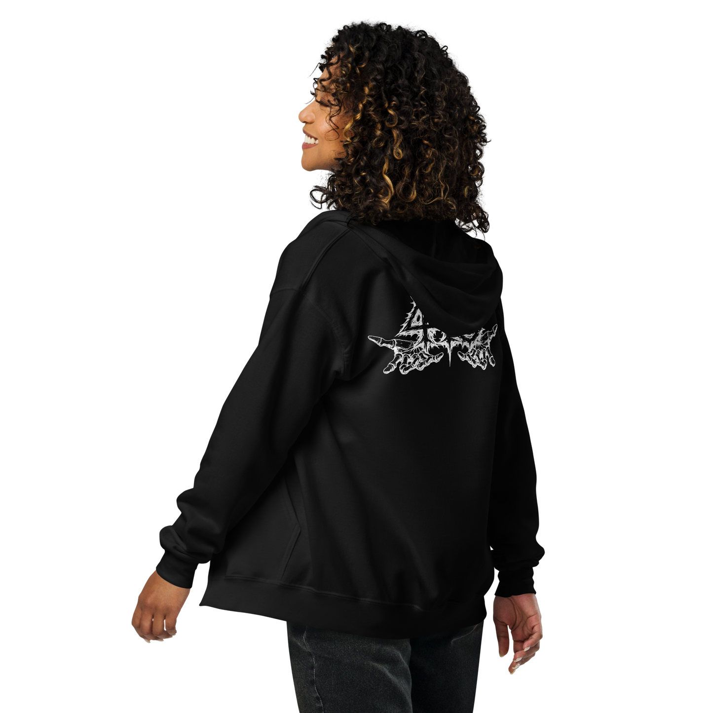 418 Distortion Death Hands Zipper Black