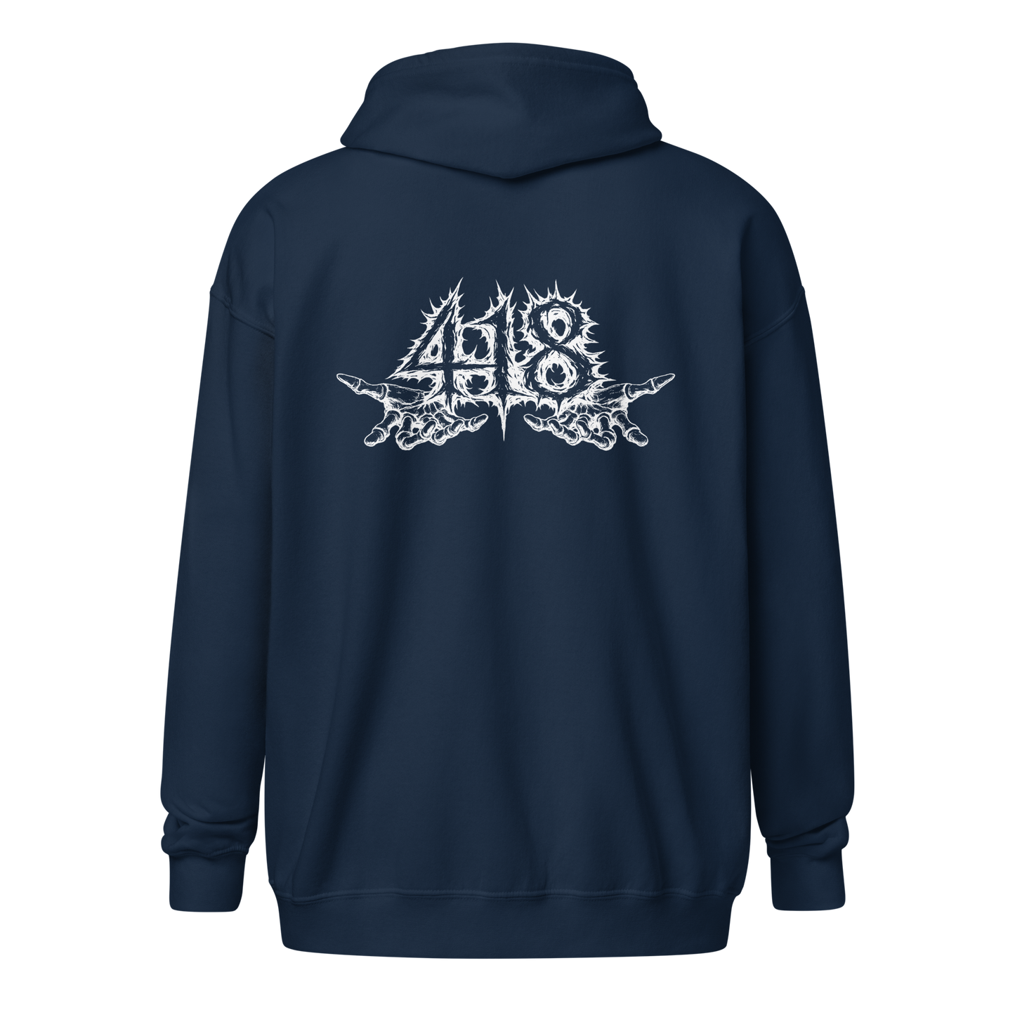 418 Distortion Death Hands Zipper Navy