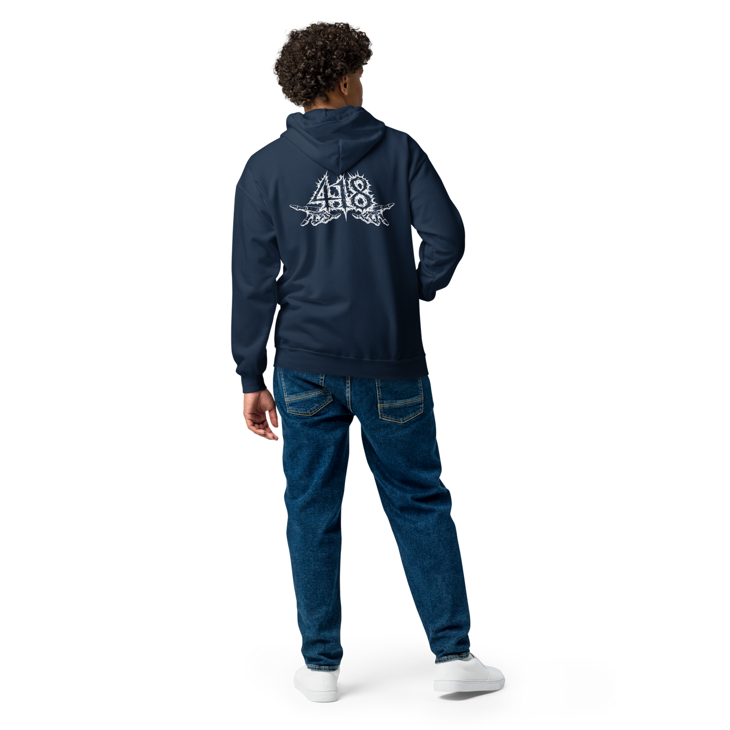 418 Distortion Death Hands Zipper Navy