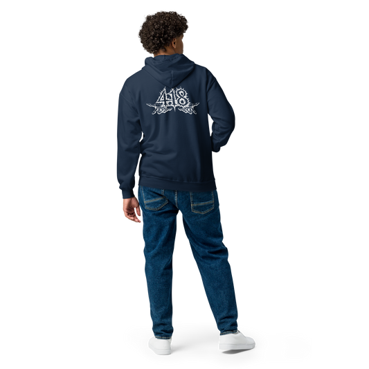 418 Distortion Death Hands Zipper Navy