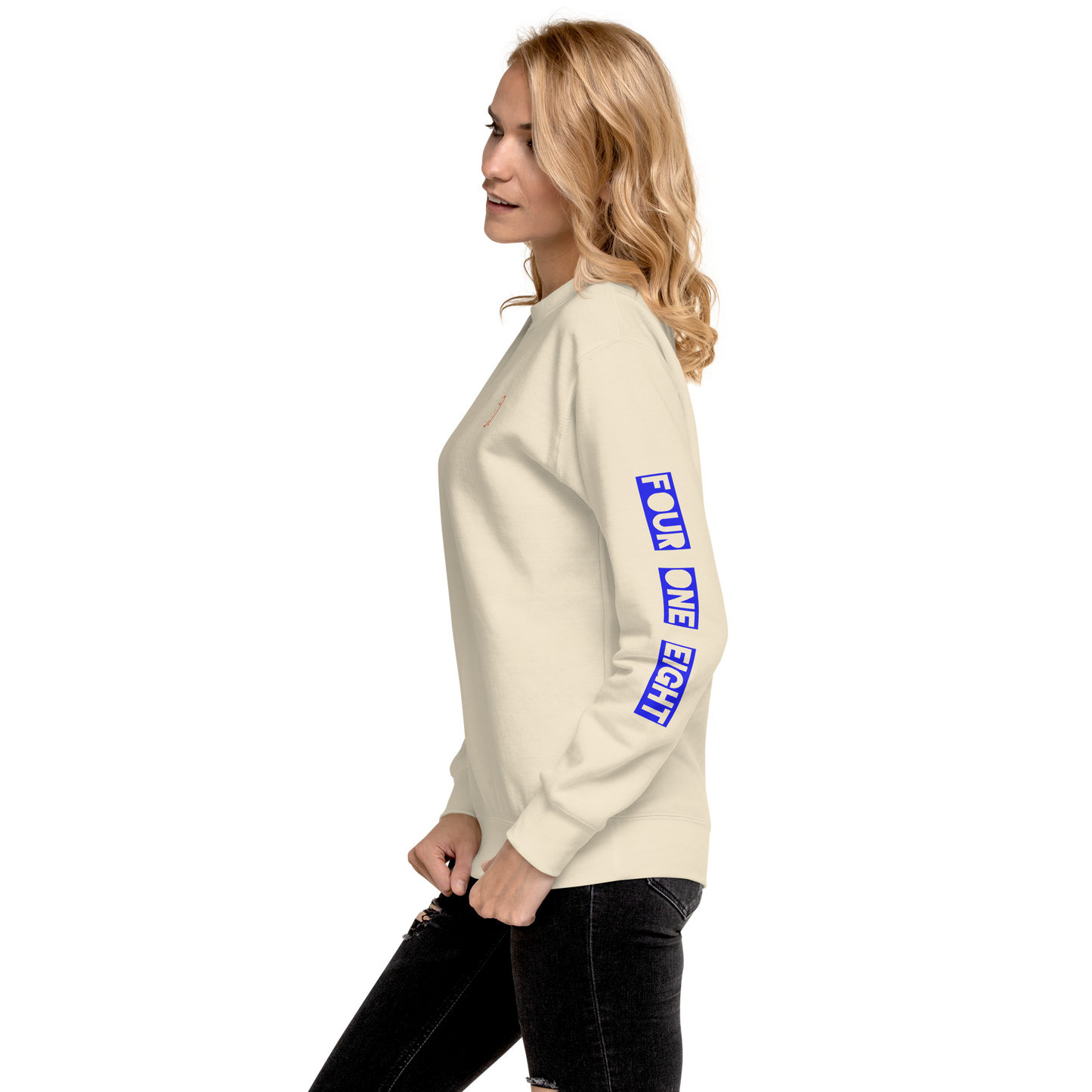 418 Bloc Blue Sleave Sweater Bone