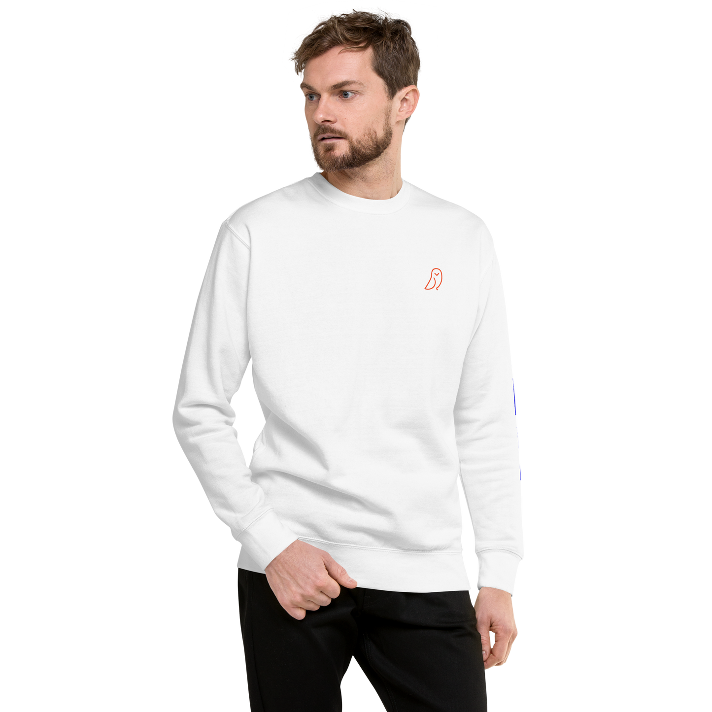 418 Bloc Blue Sleave Sweater White
