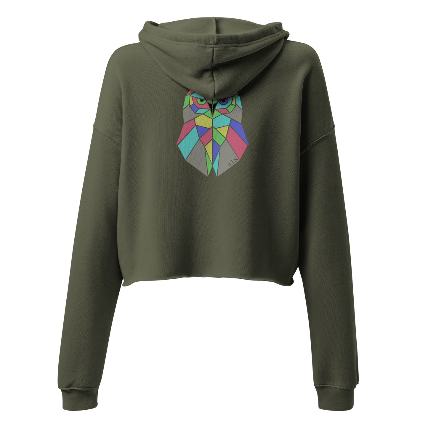 418 Sweat à Capuche Court Geowl Vert Militaire