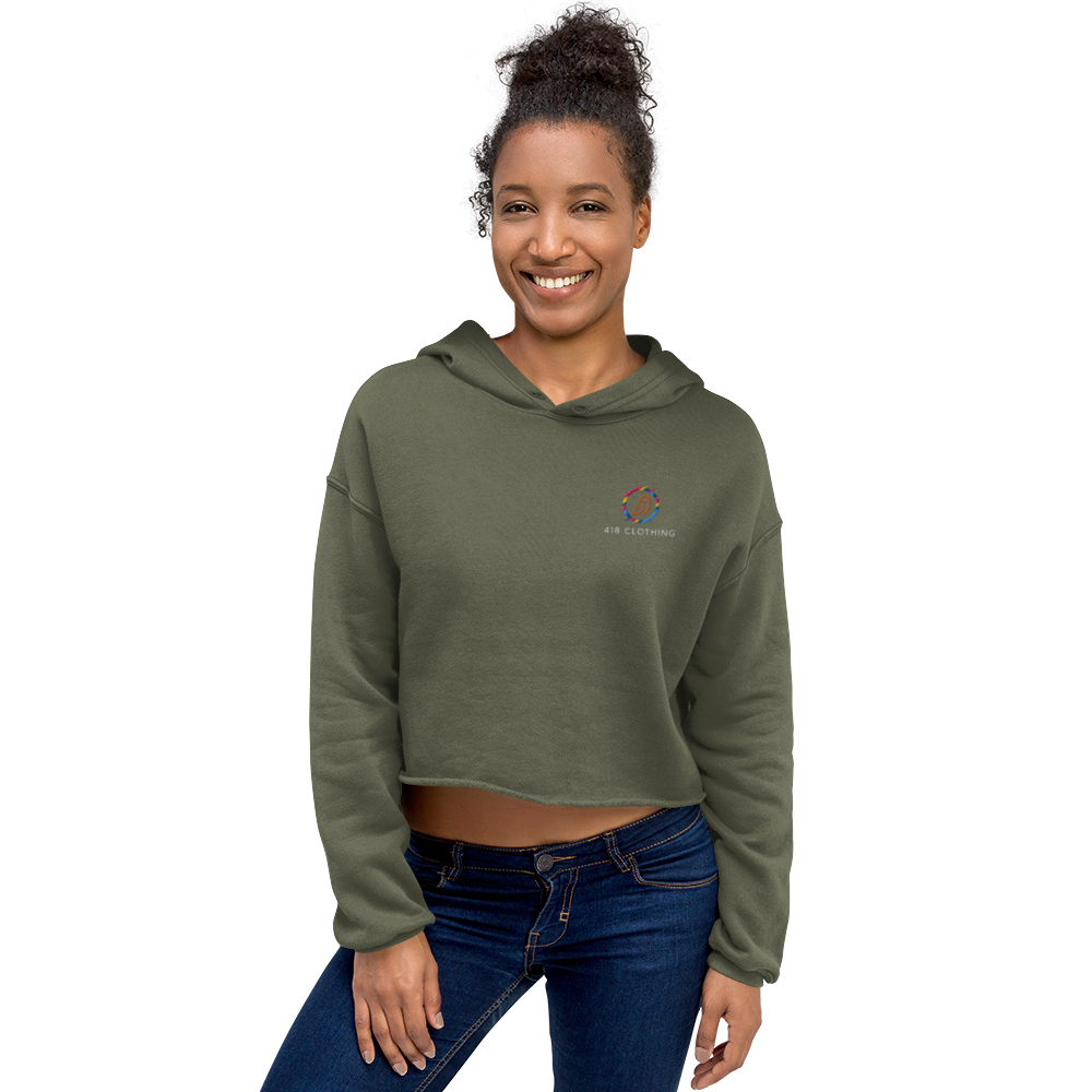 418 Sweat à Capuche Court Geowl Vert Militaire