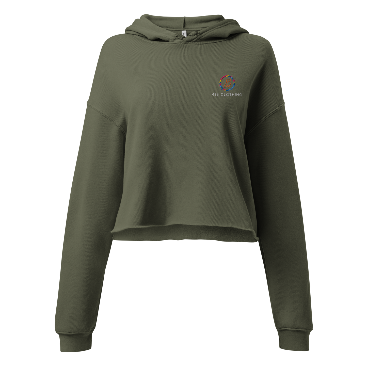 418 Sweat à Capuche Court Geowl Vert Militaire