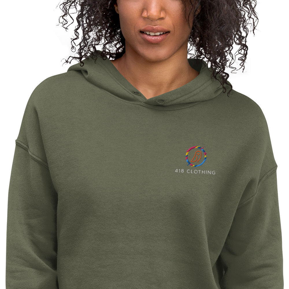 418 Sweat à Capuche Court Geowl Vert Militaire